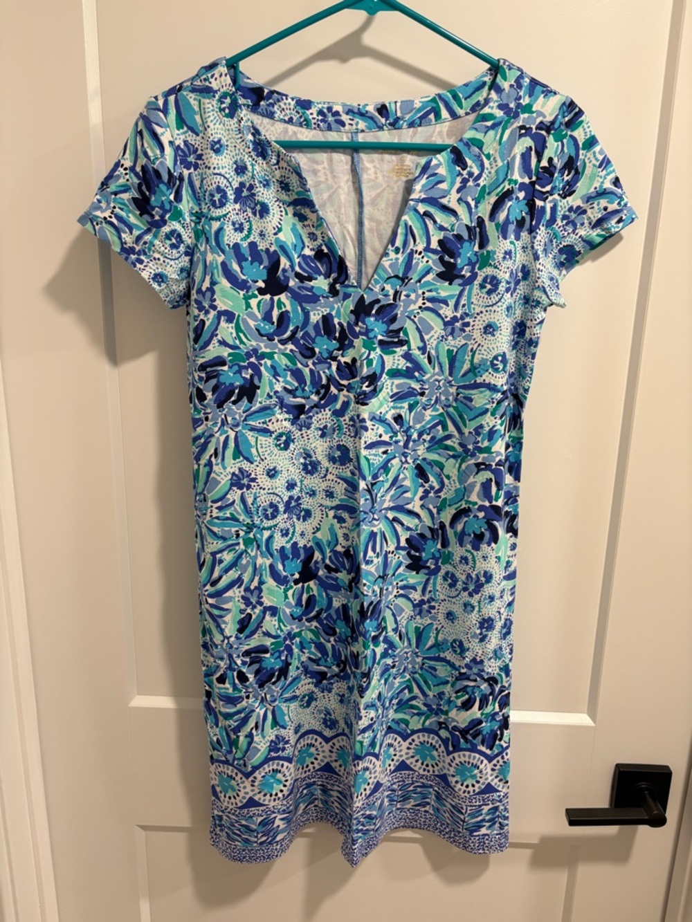 Lilly Pulitzer Blue & Teal Floral V-Neck Mini Dress
